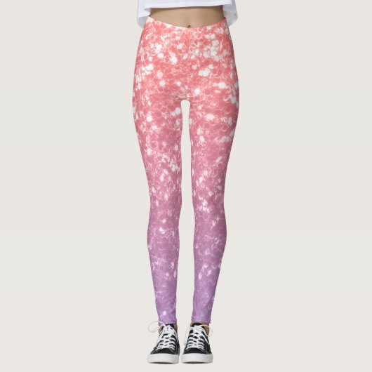 Rose Rosa lila Lavendel Imitate Glitzern Glitzer Leggings (Vorderseite)