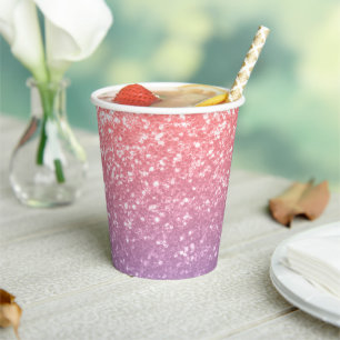 Rose Rosa lila Lavendel Imitate Glitzern Glitzer Pappbecher