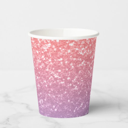 Rose Rosa lila Lavendel Imitate Glitzern Glitzer Pappbecher (Links)