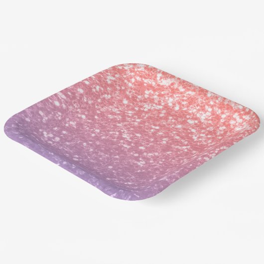 Rose Rosa lila Lavendel Imitate Glitzern Glitzer Pappteller (Gewinkelt)