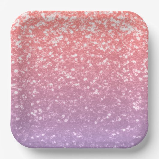 Rose Rosa lila Lavendel Imitate Glitzern Glitzer Pappteller (Vorderseite)