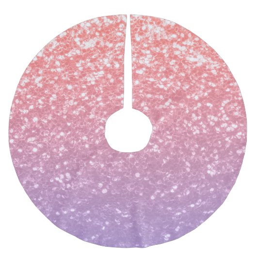 Rose Rosa lila Lavendel Imitate Glitzern Glitzer Polyester Weihnachtsbaumdecke (Vorderseite)