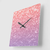 Rose Rosa lila Lavendel Imitate Glitzern Glitzer Quadratische Wanduhr (Winkel)