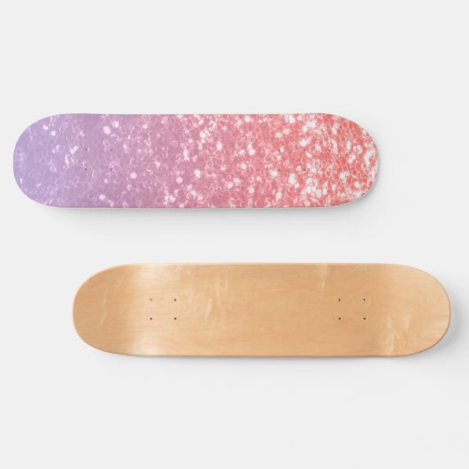 Rose Rosa lila Lavendel Imitate Glitzern Glitzer Skateboard (Horizontal)