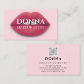 Rose Rosa Lippen QR-Code Logo Makeup Artist Studio Visitenkarte (Vorne/Hinten)