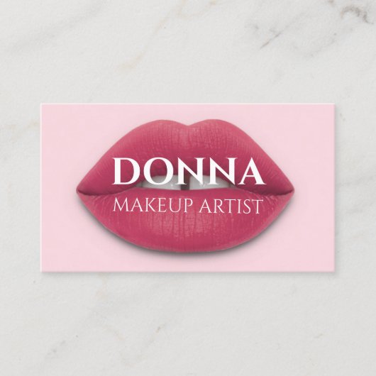 Rose Rosa Lippen QR-Code Logo Makeup Artist Studio Visitenkarte (Vorderseite)