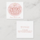 Rose Rosa Logo Backwaren Konditorei Koch Baker's Quadratische Visitenkarte (Vorne/Hinten)