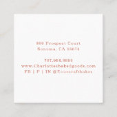 Rose Rosa Logo Backwaren Konditorei Koch Baker's Quadratische Visitenkarte (Rückseite)