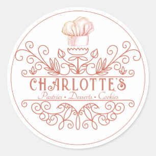 Rose Rosa Logo Bakery Baker's Logo Produktkennzeic Runder Aufkleber