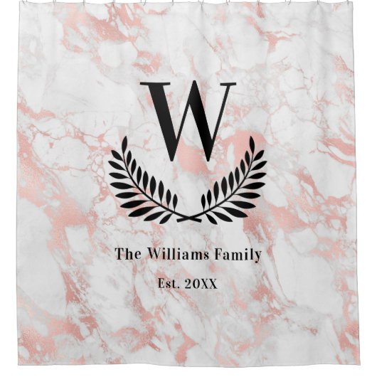 Rose Rosa Marmor Duschvorhang (Vorderseite)