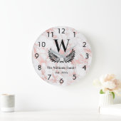 Rose Rosa Marmor Große Wanduhr (Zuhause)