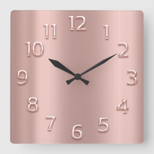 Rose Rosa Minimaler 3D-EFFEKT Quadratische Wanduhr (Vorderseite)