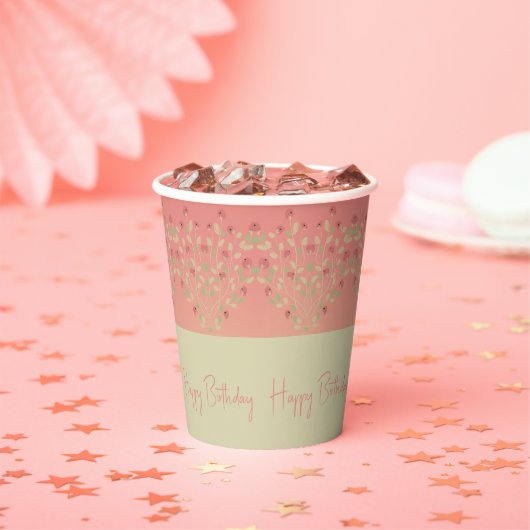 Rose rosa mit Creme-Designer Pappbecher (Insitu)