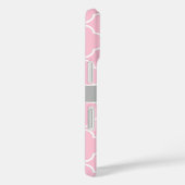 Rose rosa | Monogram, Graue Quatrefolie Case-Mate iPhone Hülle (Rückseite / Rechts)