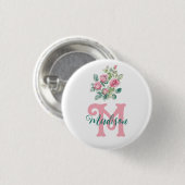 Rose Rosa Monogramm Button (Vorne & Hinten)
