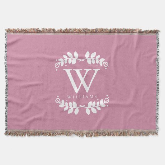 Rose Rosa Monogramm Decke (Vorderseite)