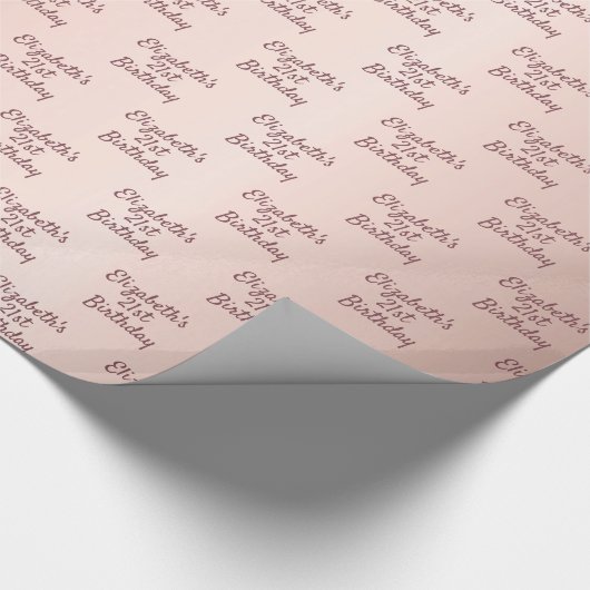 Rose Rosa Monogramm Geburtsdatum Geschenkpapier (Ecke)