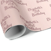 Rose Rosa Monogramm Geburtsdatum Geschenkpapier (Rolleneckpunkt)