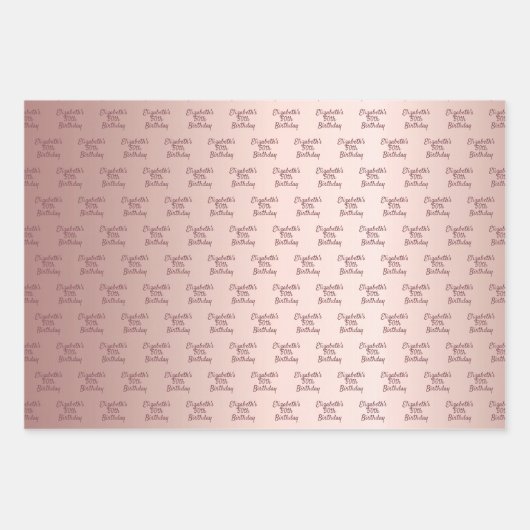 Rose Rosa Monogramm Geburtsdatum Geschenkpapier Set (Vorderseite 2)