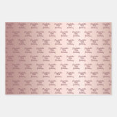 Rose Rosa Monogramm Geburtsdatum Geschenkpapier Set (Vorderseite)