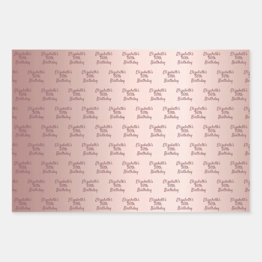 Rose Rosa Monogramm Geburtsdatum Geschenkpapier Set (Vorderseite)