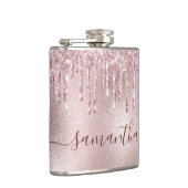 Rose Rosa Monogramm Junggeselinnen-Abschied Flachmann (Rechts)