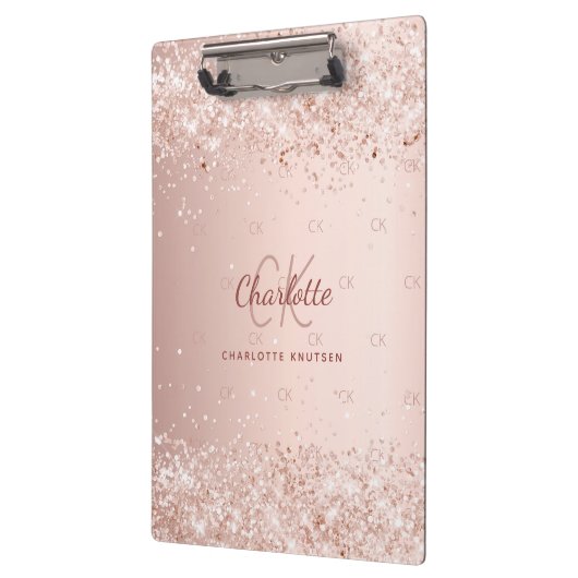 Rose Rosa Monogramm Klemmbrett (Links)