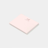 Rose Rosa Monogramm minimalistisch Post-it Klebezettel (angewinkelt)