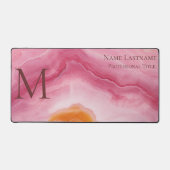 Rose Rosa Monogramm Schreibtischunterlage (Vorderseite)