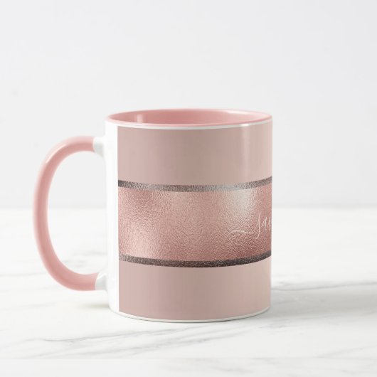 Rose Rosa Monogramm Tasse (Links)