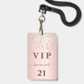Rose Rosa-Monogramm-Vip Luxus-Abzeichen Ausweis (Vorderseite mit Lanyard)
