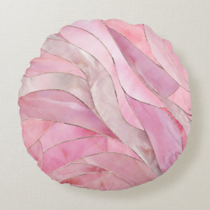Rose Rosa - Mosaikwellen Rundes Kissen