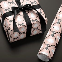 Rose Rosa Niedliche Geister und Schwarze Bögen Hal Geschenkpapier