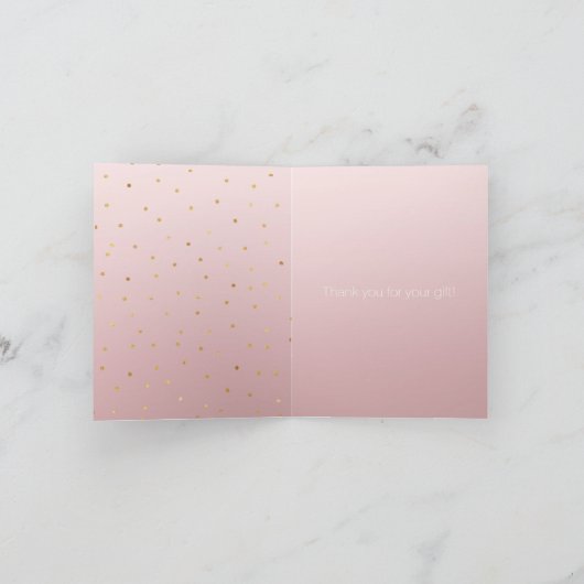 Rose Rosa Ombre Gold Confetti Sparkone Dankeskarte (Innenseite)