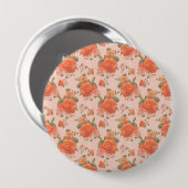 Rose Rosa orange Blumenmuster Hochzeitsfeder Button (Vorne & Hinten)