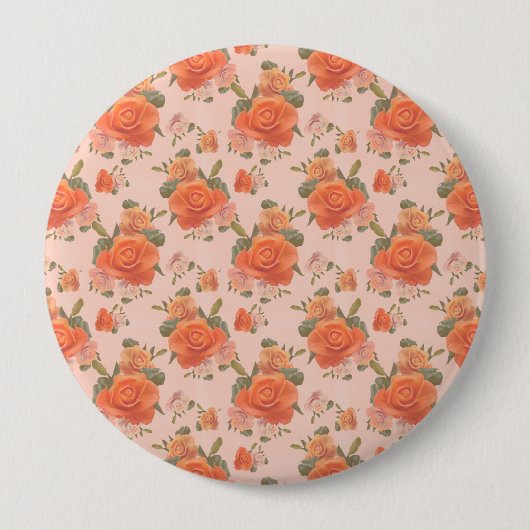 Rose Rosa orange Blumenmuster Hochzeitsfeder Button (Vorderseite)