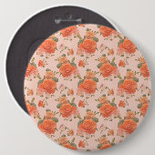 Rose Rosa orange Blumenmuster Hochzeitsfeder Button (Vorne & Hinten)