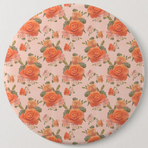 Rose Rosa orange Blumenmuster Hochzeitsfeder Button