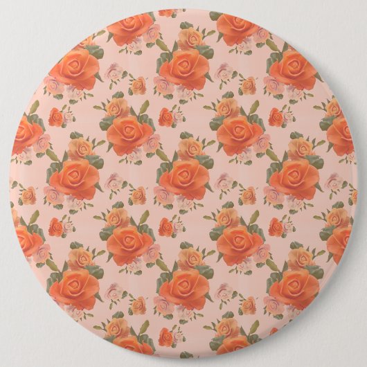 Rose Rosa orange Blumenmuster Hochzeitsfeder Button (Vorderseite)
