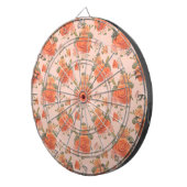 Rose Rosa orange Blumenmuster Hochzeitsfeder Dartscheibe (Vorderseite rechts)