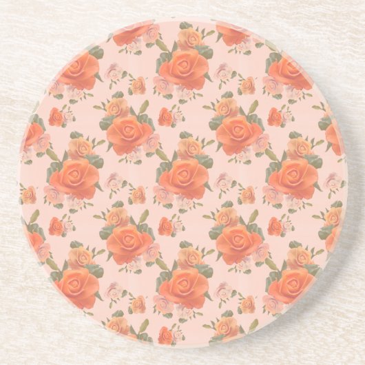 Rose Rosa orange Blumenmuster Hochzeitsfeder Getränkeuntersetzer (Vorne)