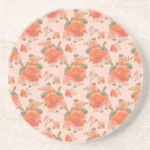 Rose Rosa orange Blumenmuster Hochzeitsfeder Getränkeuntersetzer