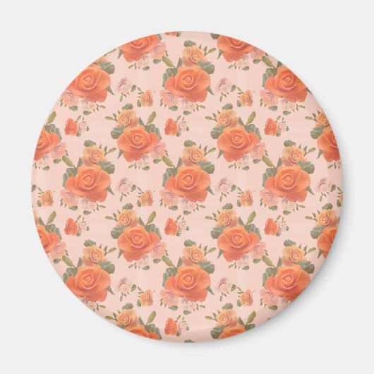 Rose Rosa orange Blumenmuster Hochzeitsfeder Magnet (Vorne)