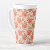 Rose Rosa orange Blumenmuster Hochzeitsfeder Milchtasse (Linke Ecke)