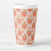 Rose Rosa orange Blumenmuster Hochzeitsfeder Milchtasse (Vorderseite)