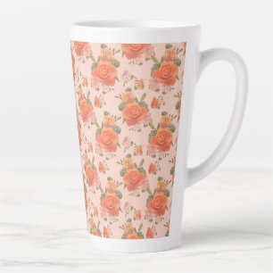 Rose Rosa orange Blumenmuster Hochzeitsfeder Milchtasse