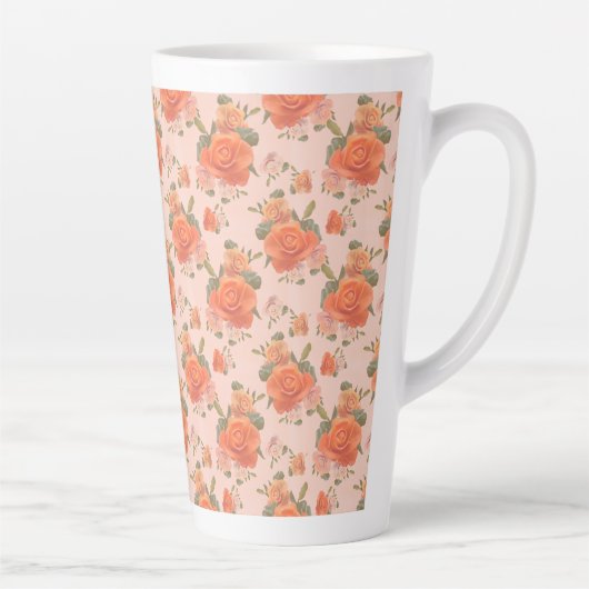 Rose Rosa orange Blumenmuster Hochzeitsfeder Milchtasse (Rechts)