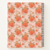Rose Rosa orange Blumenmuster Hochzeitsfeder Notizblock (Rückseite)