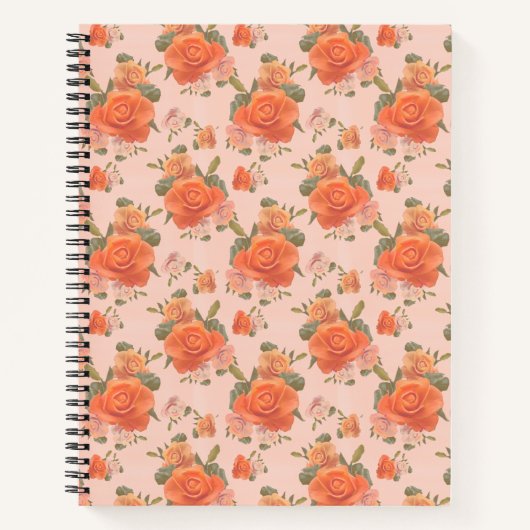 Rose Rosa orange Blumenmuster Hochzeitsfeder Notizblock (Vorderseite)