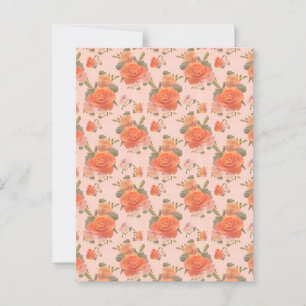 Rose Rosa orange Blumenmuster Hochzeitsfeder Postkarte